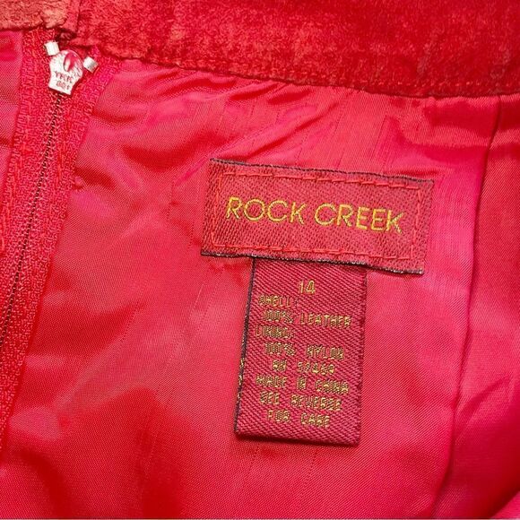 Vintage women’s Rock Creek genuine leather pencil skirt 
 red SZ 14 / large - Picture 2 of 9